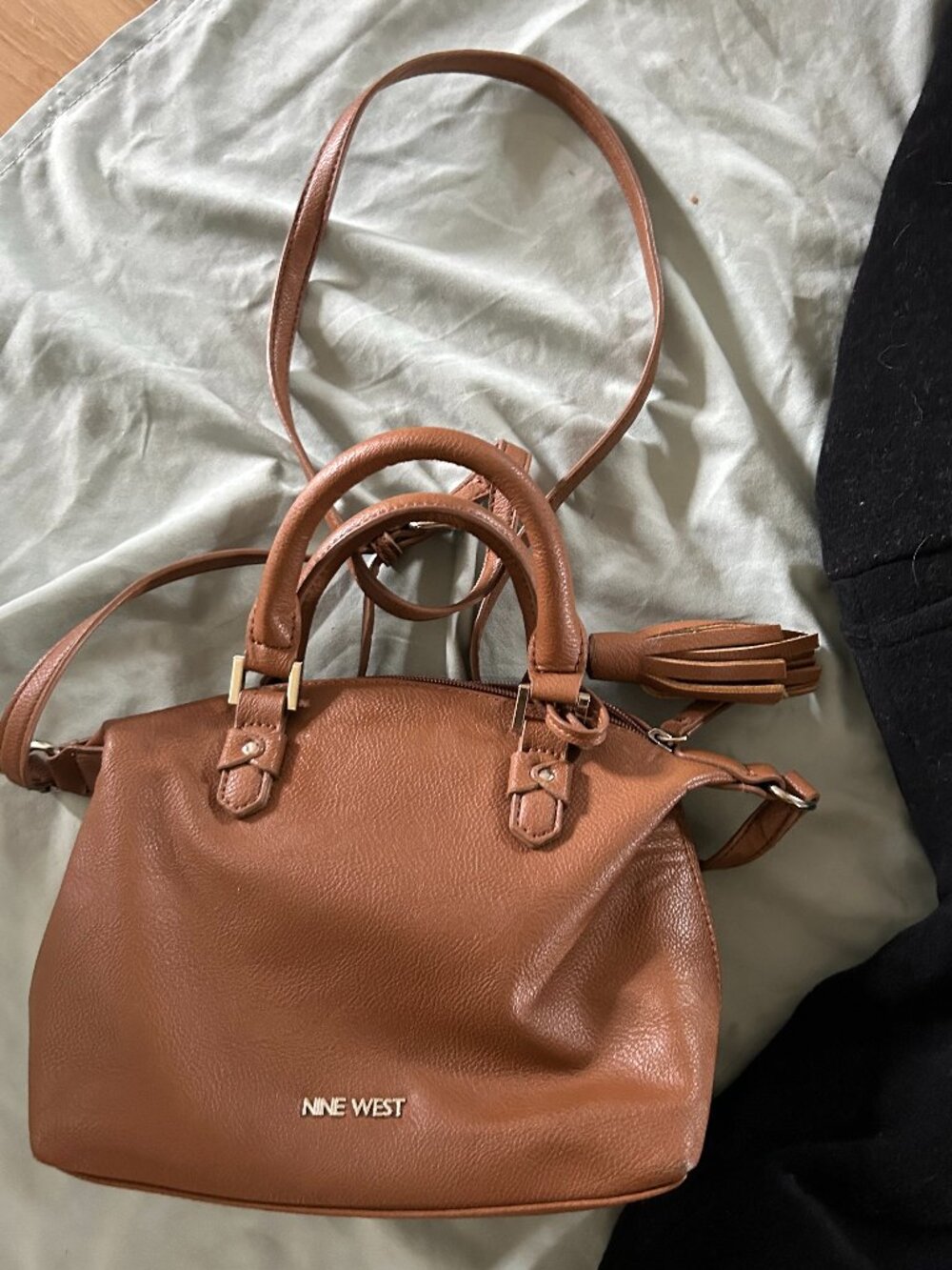 faux leather tan shoulder purse hand bag medium small sized casual dress